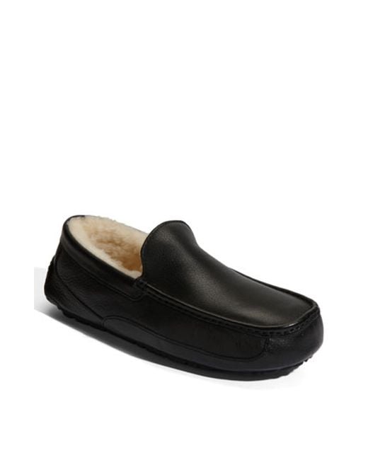 mens ugg ascot leather slippers ugg ascot leather slipper in black for lyst mens ugg ascot leather slippers ugg ascot leather slipper in black for lyst