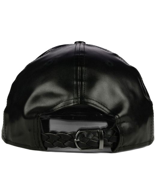 KTZ Black New York Yankees Faux Leather 9fifty Strapback Cap for men