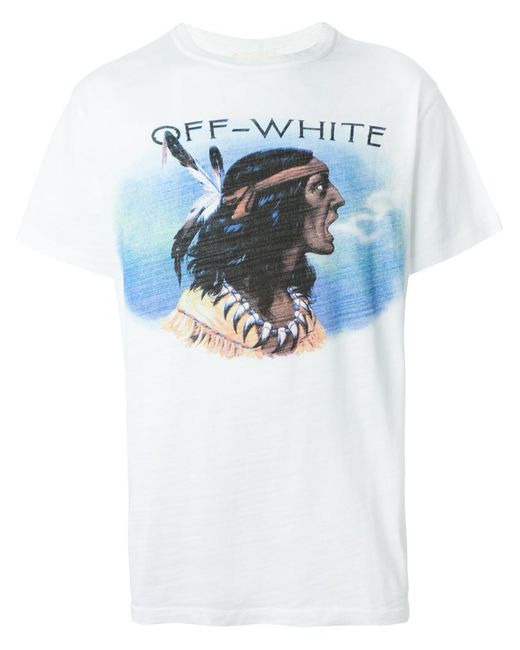 Off-White c/o Virgil Abloh Blue Native American Print T-shirt for men