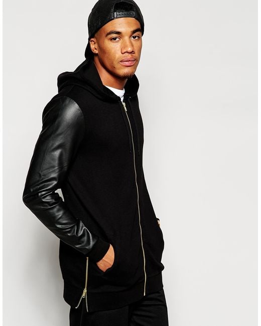 Mens longline zip hoodie hot sale