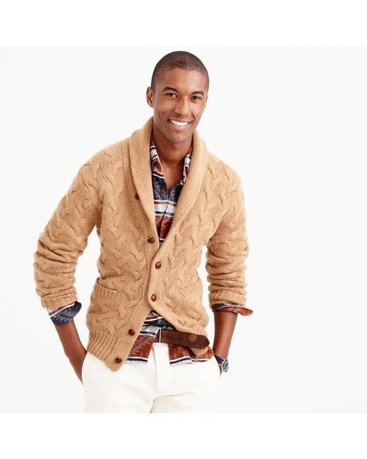 J.Crew Natural Italian Cashmere Cable-knit Shawl Cardigan for men