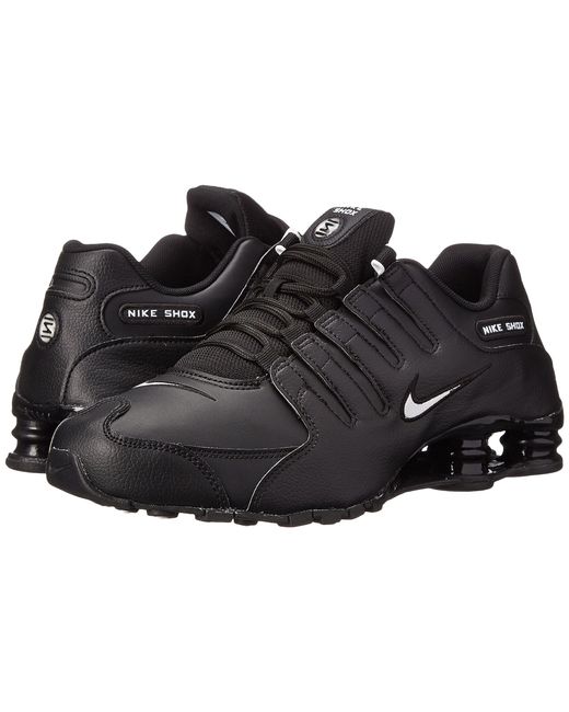 black leather nike shox