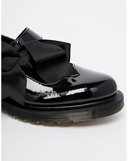 Dr. Martens Mariel Bow Mary Jane Patent Flat Shoes in Black | Lyst