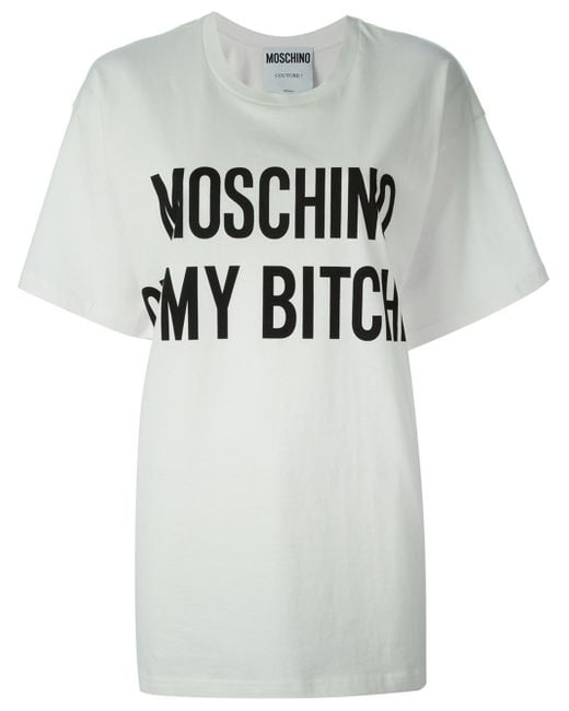 Moschino White ' On My Bitches' T-Shirt