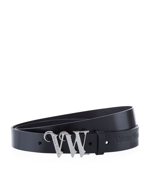 Vivienne Westwood Black Vw Buckle Leather Belt for men