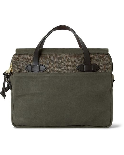Filson Green Original Leathertrimmed Twill and Harris Tweed Briefcase for men