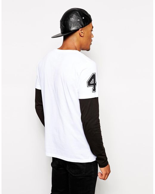 ASOS Long Sleeve T-shirt With Double Layer And Star Stripe Print in Black  for Men