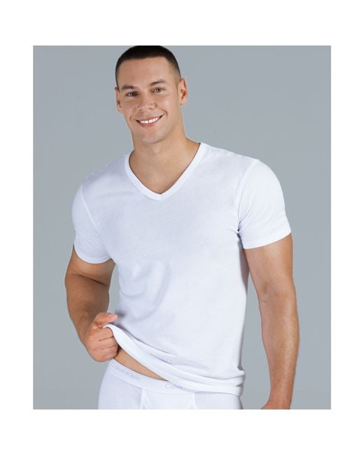 Calvin Klein Body Slim V Neck T Shirt 3 Pack in White for Men | Lyst
