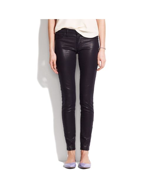 Metallic Coated Skinny Jeans in Navy 