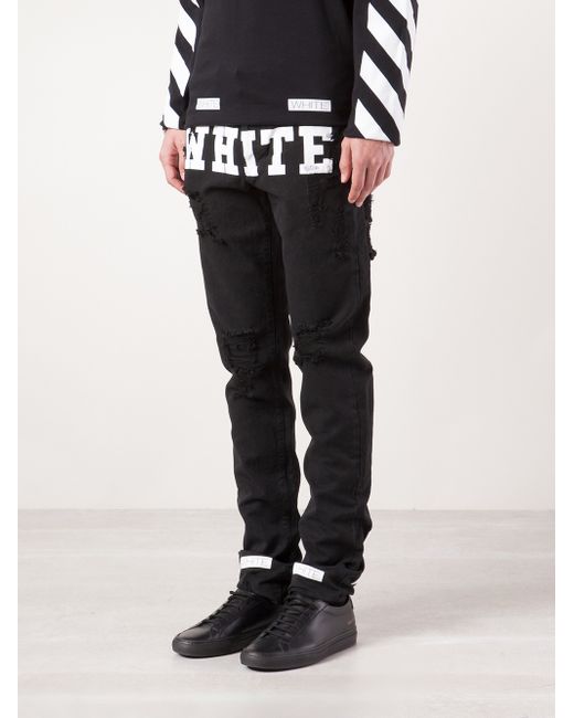 off white ripped jeans mens