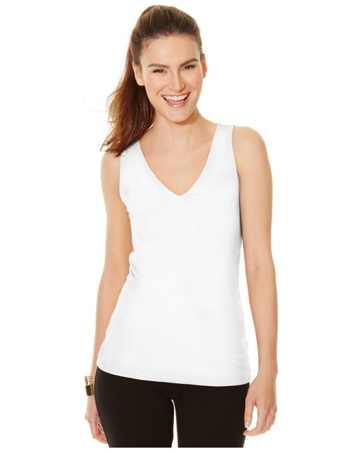 INC International Concepts V-neck Tank Top, Only At Macy's in White | Lyst