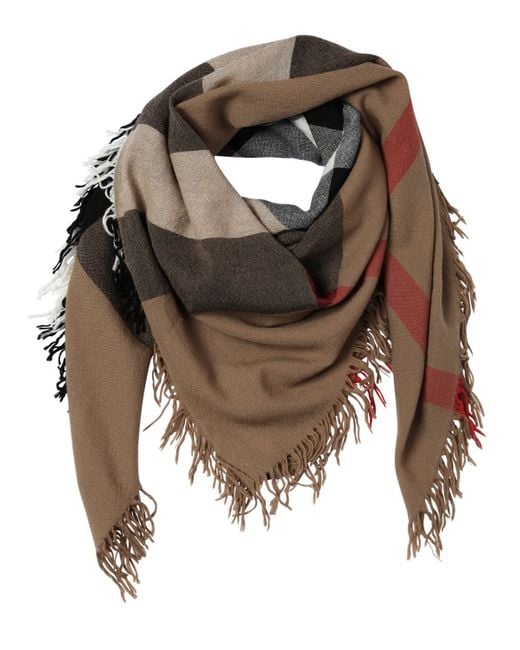 Burberry Check Extra Fine Merino Wool Scarf in Brown | Lyst