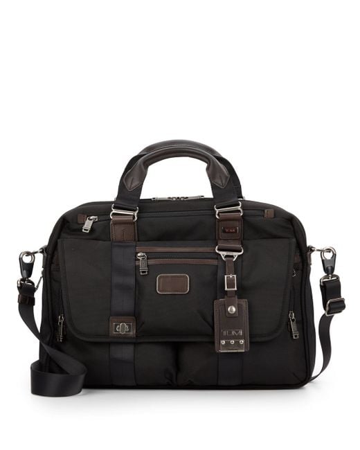 Tumi Brown Alpha Bravo Pinckney Flap Briefcase for men