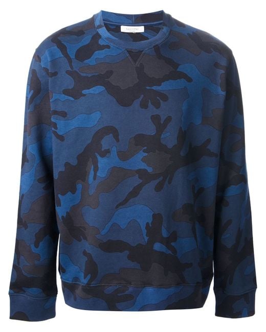 Valentino Blue Camouflage Sweatshirt for men