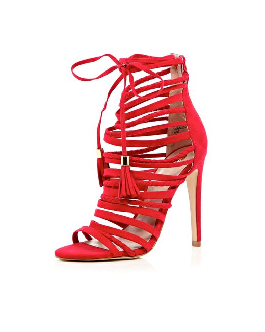 River Island Red Strappy Lace-up Stiletto Heels