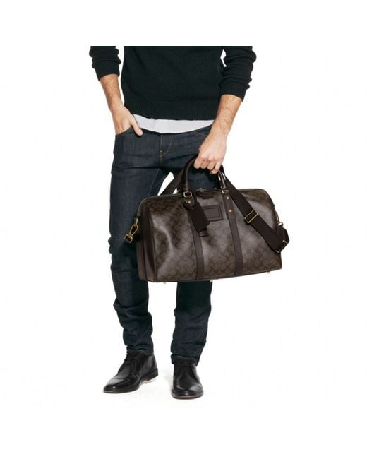 COACH Brown Bleecker Monogram Duffle In Signature Coated Canvas for men