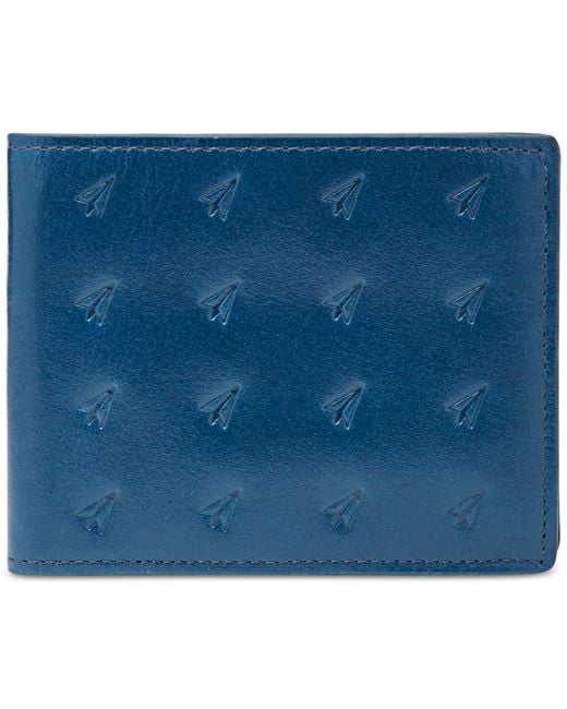 Fossil Blue Helix L-zip Bi-fold Leather Wallet for men