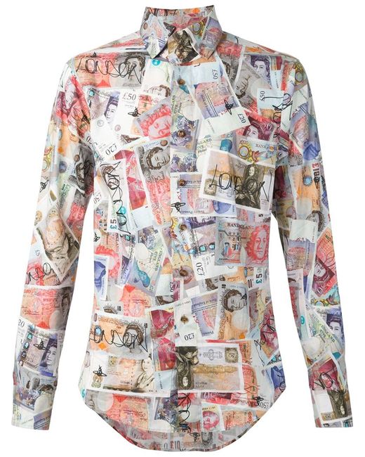 Vivienne Westwood Multicolor Money Print Shirt for men