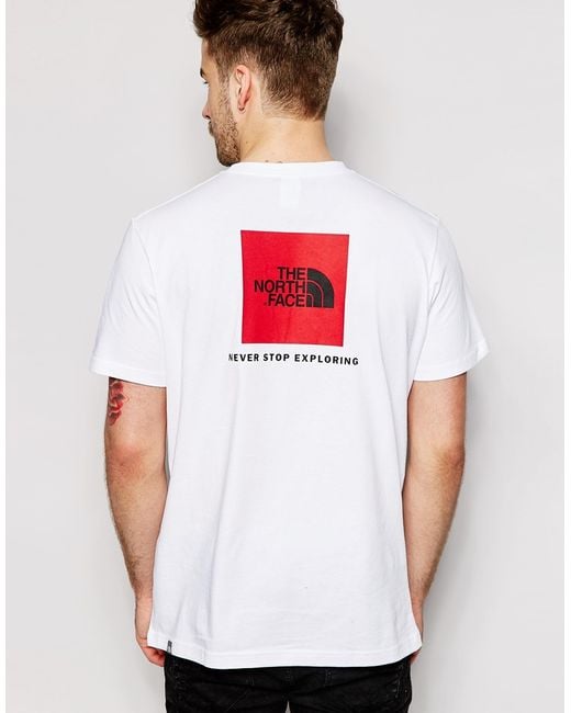 The North Face T-shirt With Red Box Logo in White for Men | Lyst