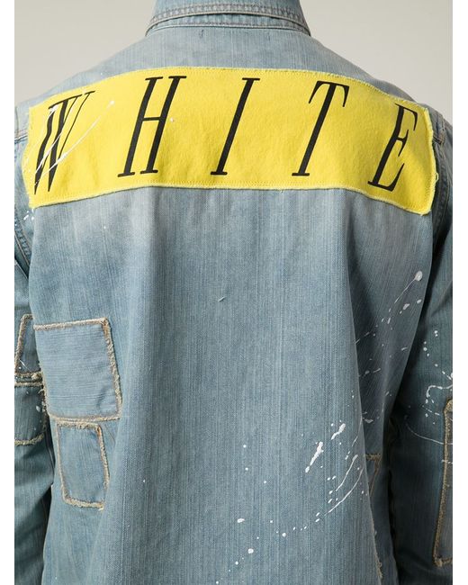 Off-White c/o Virgil Abloh Distressed Denim Shirt in Blue for Men