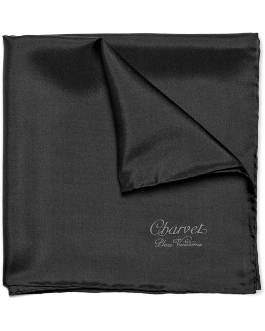 Charvet Black Silk Pocket Square for men