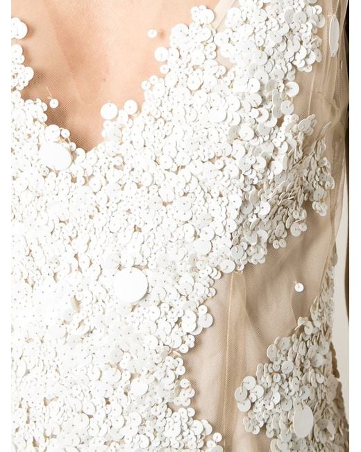 Amen White Sheer Sequin Embellished Dress