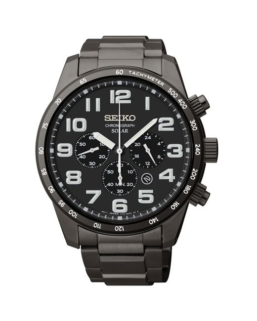 Seiko Mens Solar Black Ionfinished Stainless Steel Watch for men