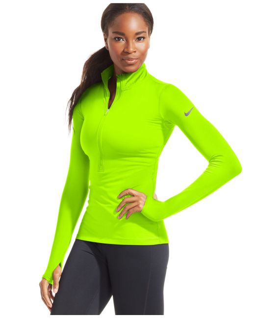 Nike Pro Hyperwarm Half-Zip Dri-Fit Pullover in Green | Lyst