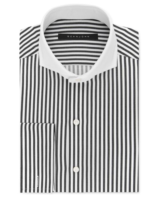 Sean John Black And White Stripe Dress Shirt for men