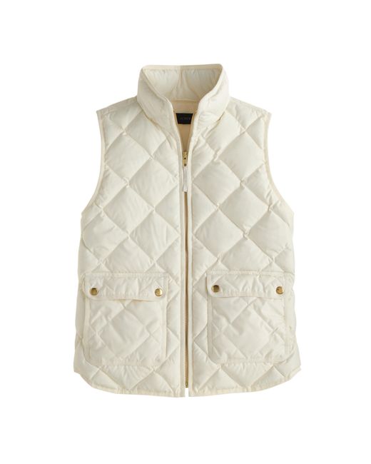 J.Crew White Excursion Quilted Down Vest