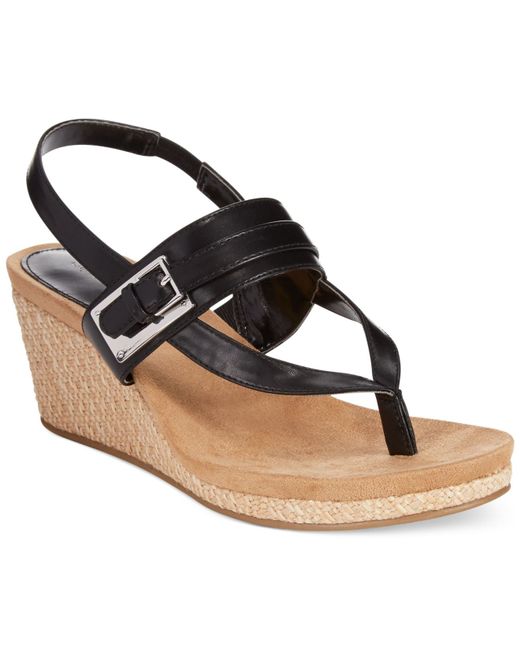 Style & Co. Black Style&Co. Jodii Platform Wedge Thong Sandals