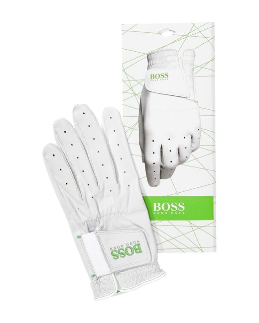 BOSS Green White Golf Gloves 'Garmin 1' In Leather for men