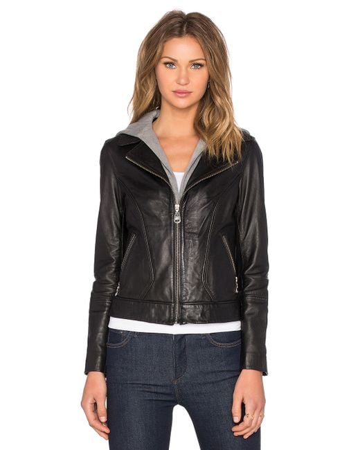 Doma Leather Black Hooded Leather Jacket