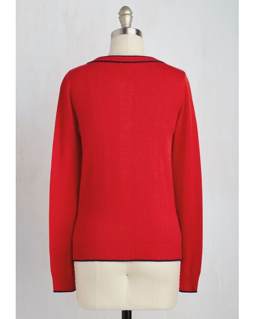 Modcloth Feature Of Habit Cardigan  In Cardinal  in Red Lyst
