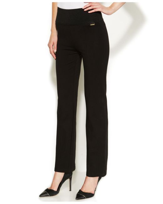 Calvin klein High-rise Straight-leg Compression Pants in Black | Lyst