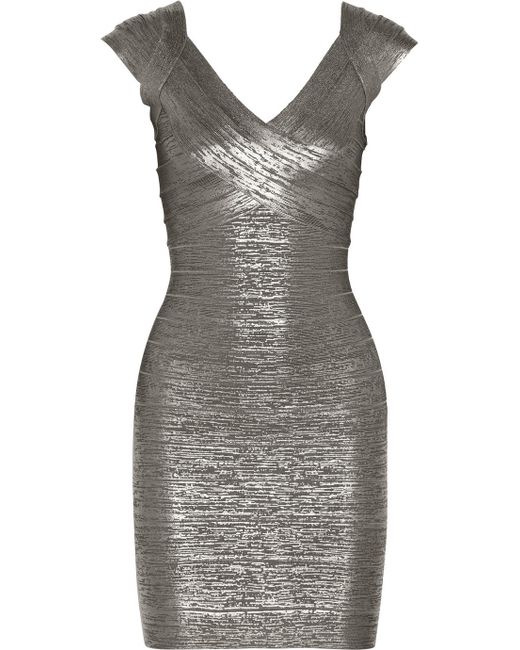 Hervé Léger Metallic Bandage Dress | Lyst