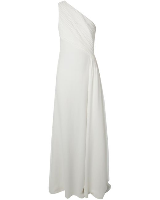 Saint Laurent White Pleated Evening Gown
