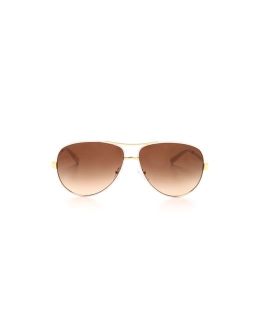 Tory Burch Metallic Aviator Sunglasses - Ivory Gold/brown Gradient