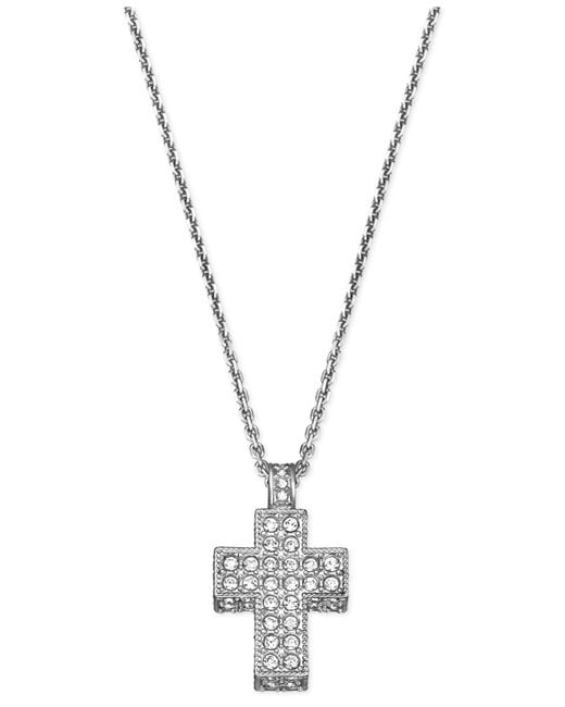 Fingerhut - Swarovski Silvertone Crystal Sideways Cross Necklace