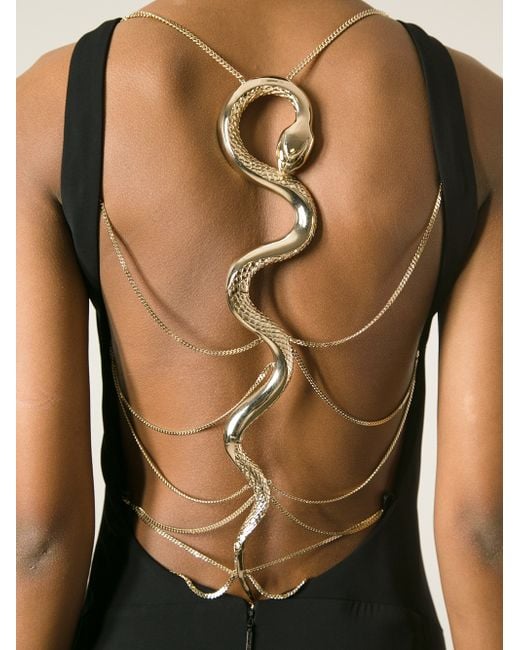 Roberto Cavalli Snake Silk-Blend Gown in Black | Lyst