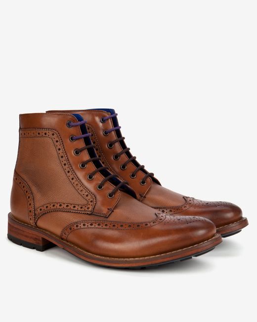 Ted Baker Brown Leather Wingtip Brogue Ankle Boots for men