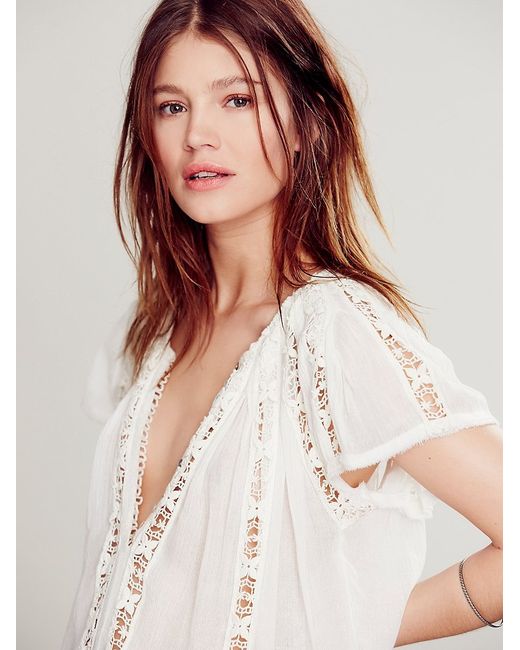 Free People White Womens Fp One Flower Chain Top