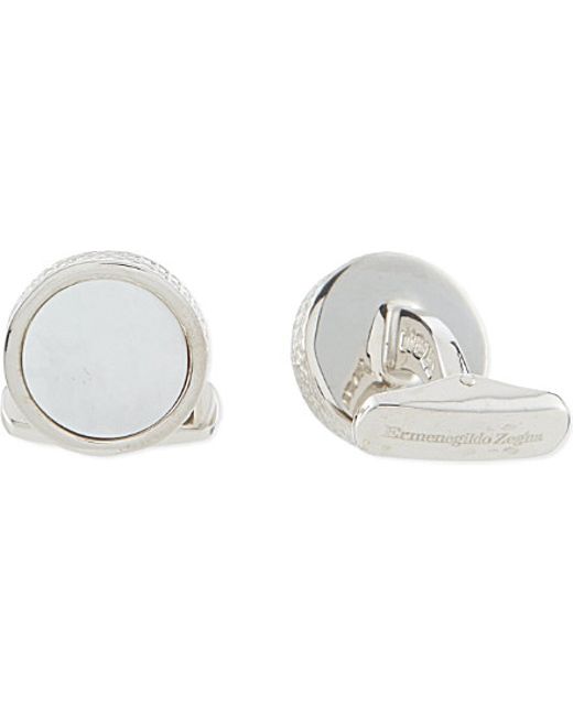 Ermenegildo zegna Mother Of Pearl Concave Cufflinks For Men in White