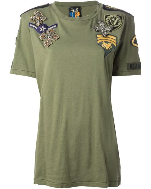 Mr & Mrs Italy Green Military Patch Tshirt