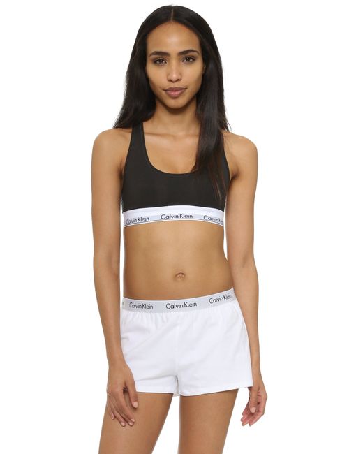 Calvin Klein Logo Sleep Shorts in White | Lyst