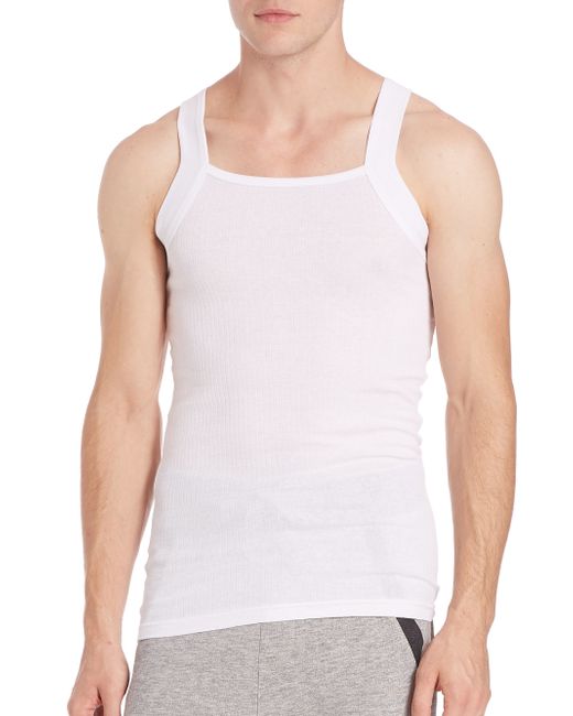 2xist Ribbed Squarecut Tank in White for Men Lyst