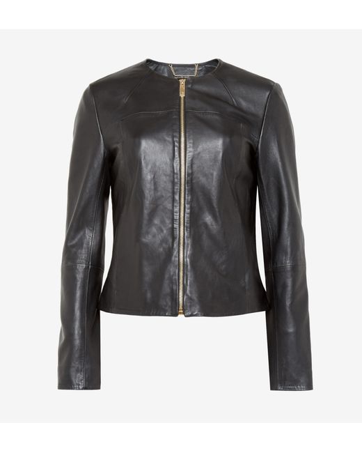 Ted Baker Black Collarless Leather Jacket