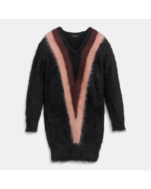 Colorblock Brushed V-neck Sweater Dress 