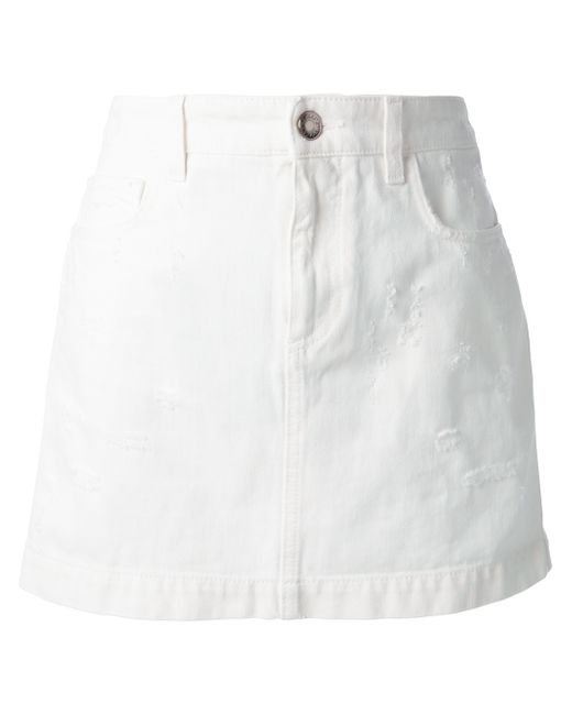 Dolce & Gabbana Denim Mini Skirt in White | Lyst
