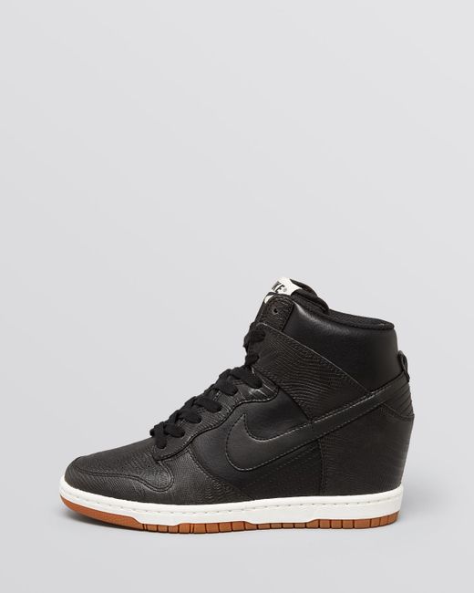 Nike Leather Lace Up High Top Wedge Sneakers - Women'S Dunk Sky Hi Embossed  in Black | Lyst